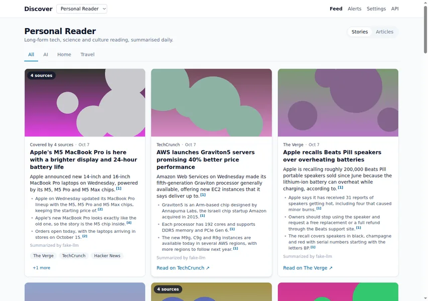 Feed with story cards